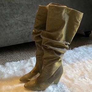 Mid-Calf Boots-Gold Size9